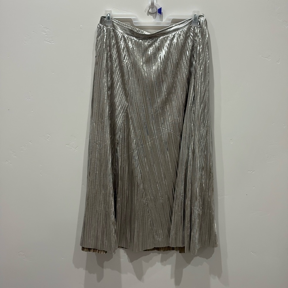 Anthropologie Metallic Silver A-Line Skirt